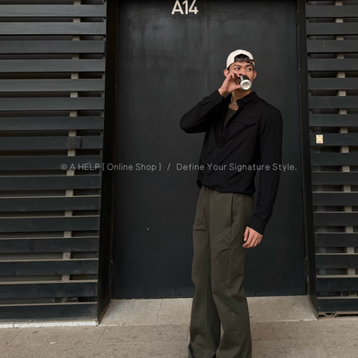 卫裤定制双面棉微喇捏折立体剪裁