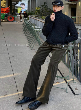 AHELP高领羊毛老钱休闲夹克拉链针织简约百搭毛衣开衫外套