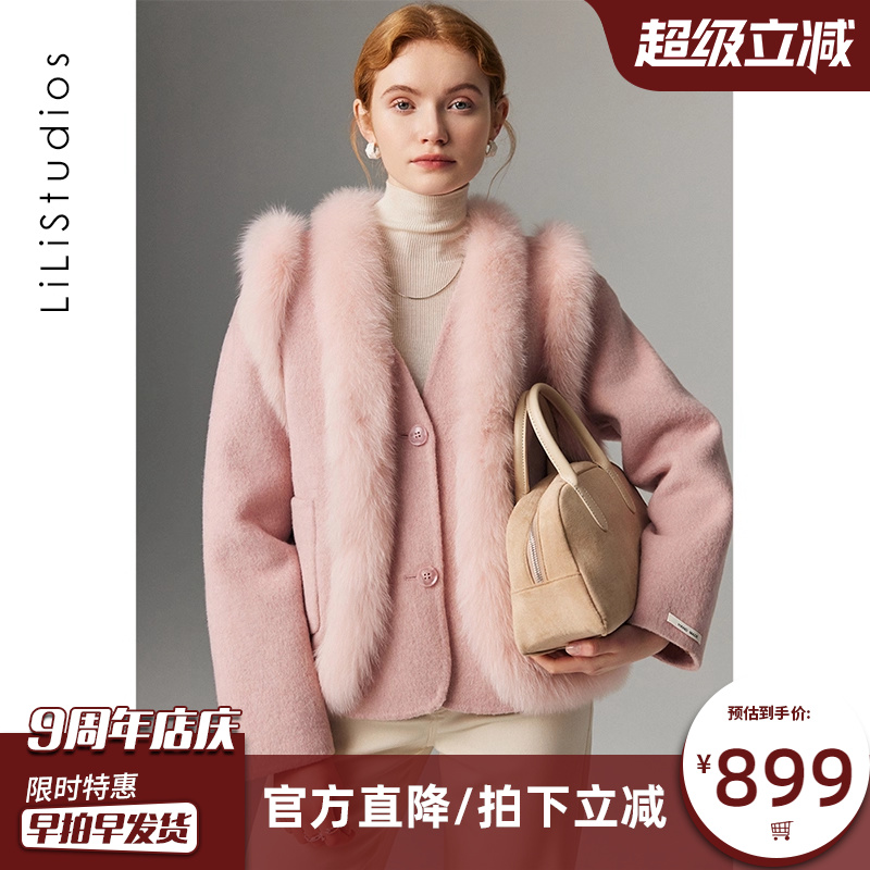 双面羊绒大衣女狐狸毛毛呢外套