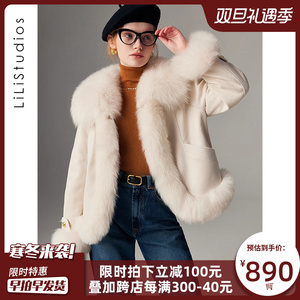 狐狸毛皮草外套女皮毛一体年轻款2023年新款内胆鹅绒服大鹅羽绒服
