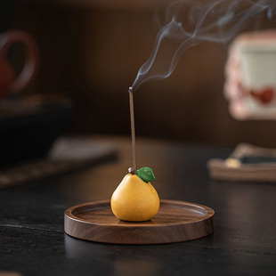 柚子线香底座香插托盘香立底托陶瓷创意可爱香线盘高级感香炉摆件