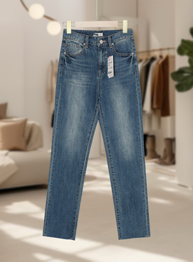 【SP】女式复古直筒牛仔裤简约气质修身显瘦SA206