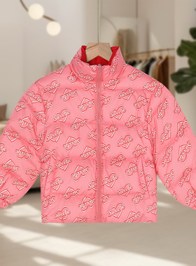 【马lavi】儿童时尚立领字母爱心印花羽绒服保暖甜美简约范J57