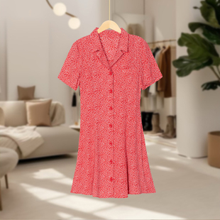 显瘦时尚 优雅气质修身 百搭碎花连衣裙JJ1411