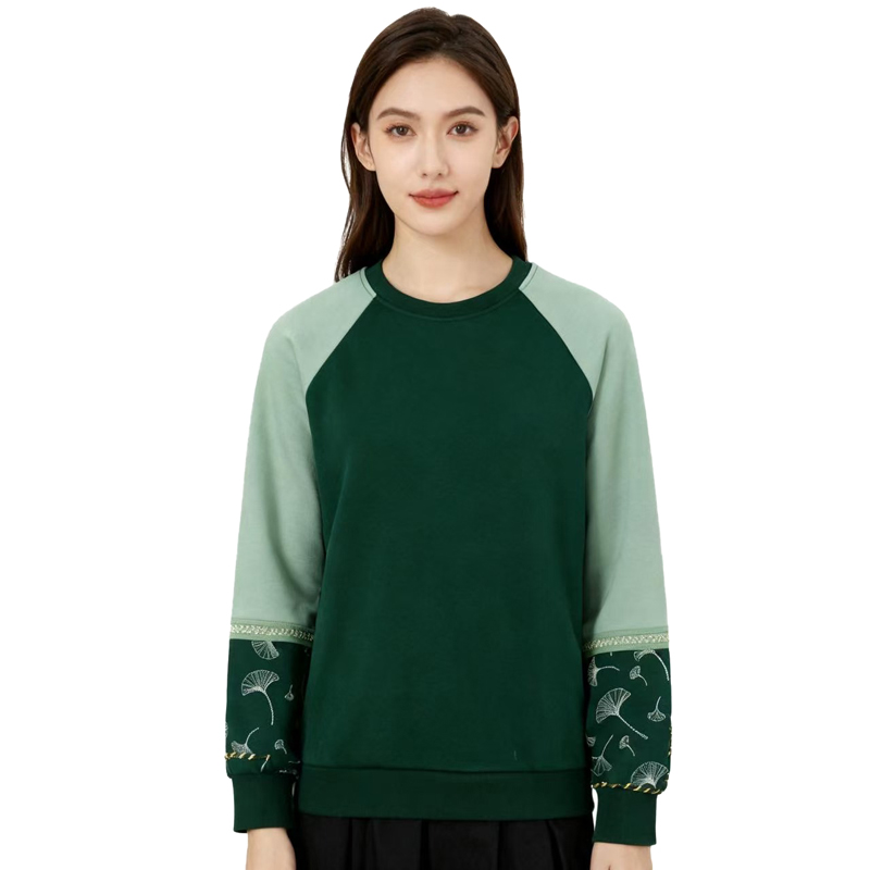 【D玛纳】圆领拼接卫衣撞色设计简约休闲加绒保暖时尚百搭DMA393