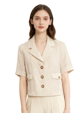 RM系列-夏日清凉舒适透气米色短袖西装外套显瘦百搭YL1013