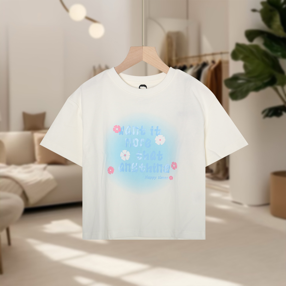 【马】儿童可爱甜美印花圆领T恤简约宽松休闲舒适时尚短袖MA1147