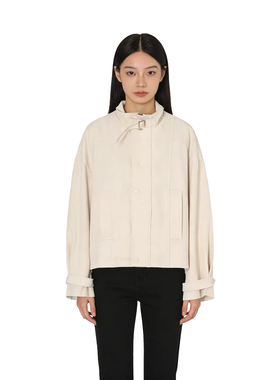 【D玛纳】休闲夹克立领纯色气质简约宽松高级质感百搭外套DMA1269