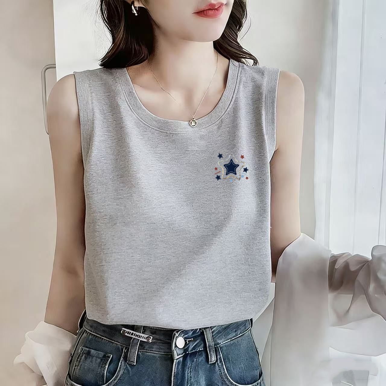 100%纯棉女士背心夏季透气百搭