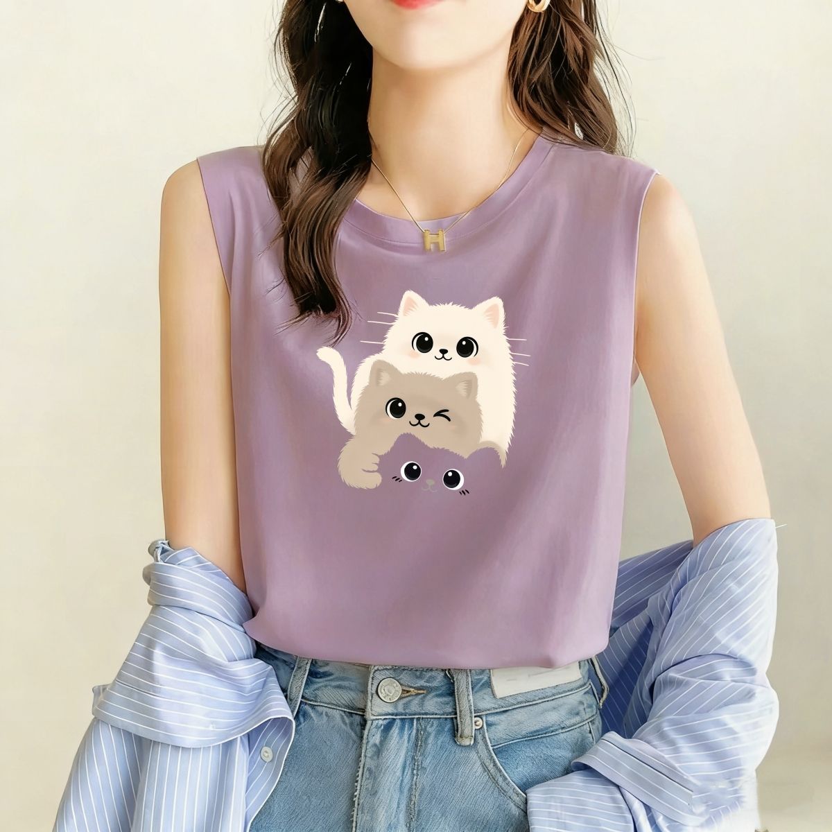 100%纯棉背心2026女士新款无袖宽松遮肉夏季吊带洋气百搭韩版上衣