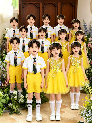 六一儿童合唱团诗朗诵演出服蓬蓬裙幼儿园女童舞蹈公主裙表演服装