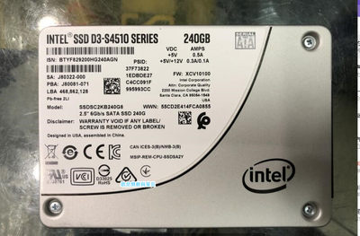 Intel英特尔 SSDSC2KB480G8 S4510 240G SATA ssd固态硬盘