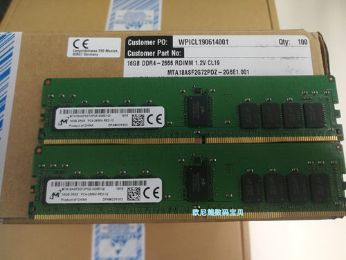 镁光 MTA18ASF2G72PDZ-2G6E1 16G 2RX8 PC4-2666V DDR4 RECC 内存
