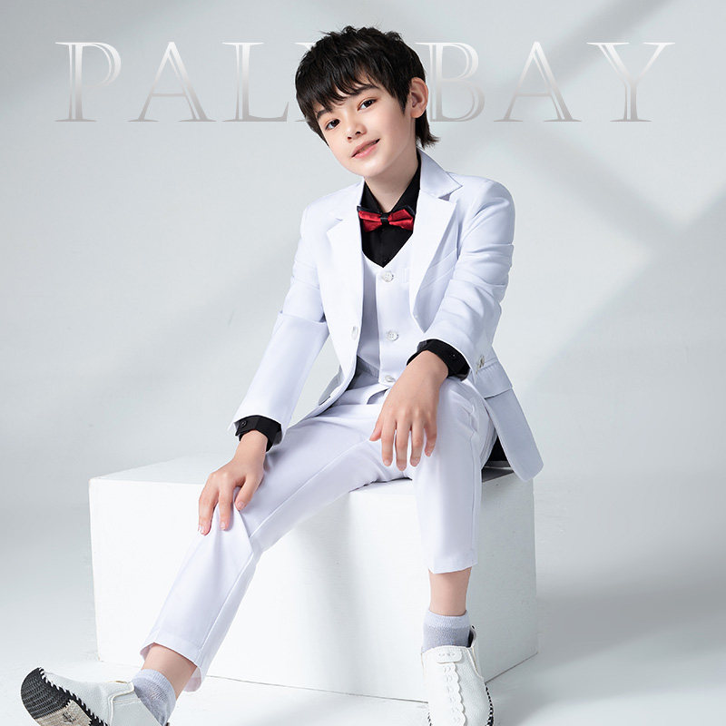 男童西装套装儿童白色西装花童婚礼小男孩礼服主持走秀钢琴表演服