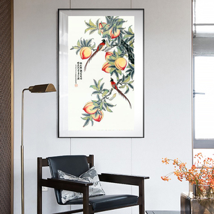 苏绣DIY套件初学 寿桃祝寿 桃子绶带鸟 玄关客厅卧室 刺绣装饰画