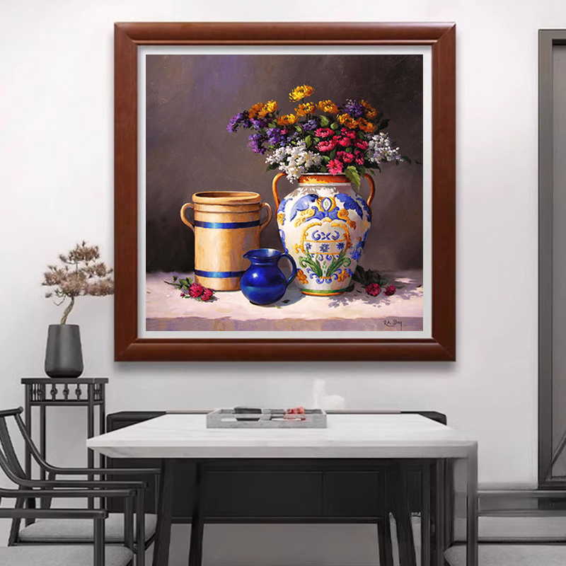 苏绣DIY套件初学  欧式花瓶油画 客厅卧室餐厅 礼品刺绣装饰画图片