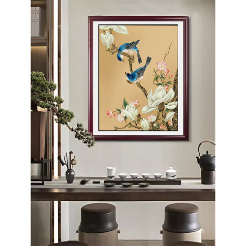 苏绣DIY套件初学 蓝雀玉兰花鸟 35*43 结婚乔迁礼品 刺绣装饰画 - 封面