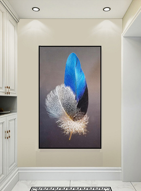 苏绣DIY套件初学材料包 简约蓝色羽毛 针迹42*70 客厅玄关 刺绣画