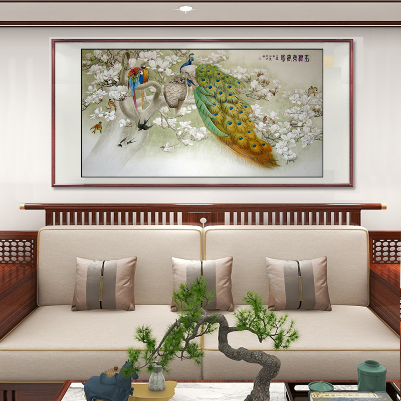 苏绣DIY套件初学 孔雀玉兰鹦鹉 客厅卧室餐厅 礼品手工刺绣装饰画图片