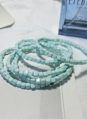 欧美风薄荷色小方块手链