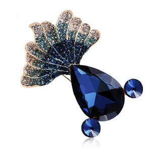 38元 韩版 时尚 精致闪钻渐变奢华满钻金鱼胸针胸花女生日礼物 包邮