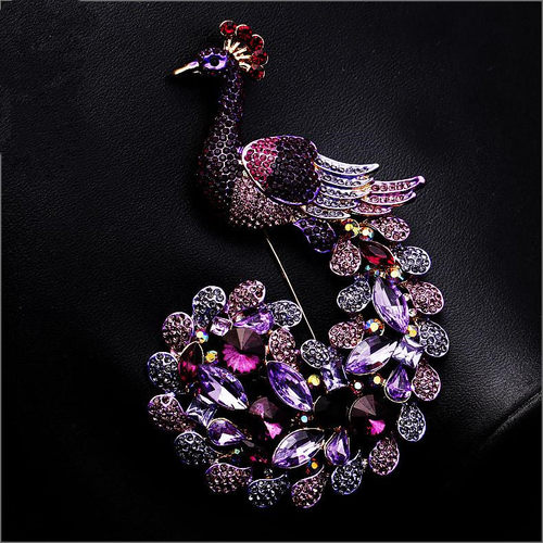 欧美风复古夸张满钻孔雀披肩扣