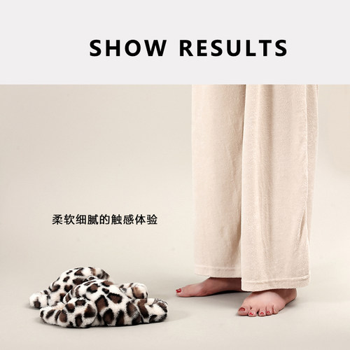 vanssardi平底交叉麂皮绒豹纹拖