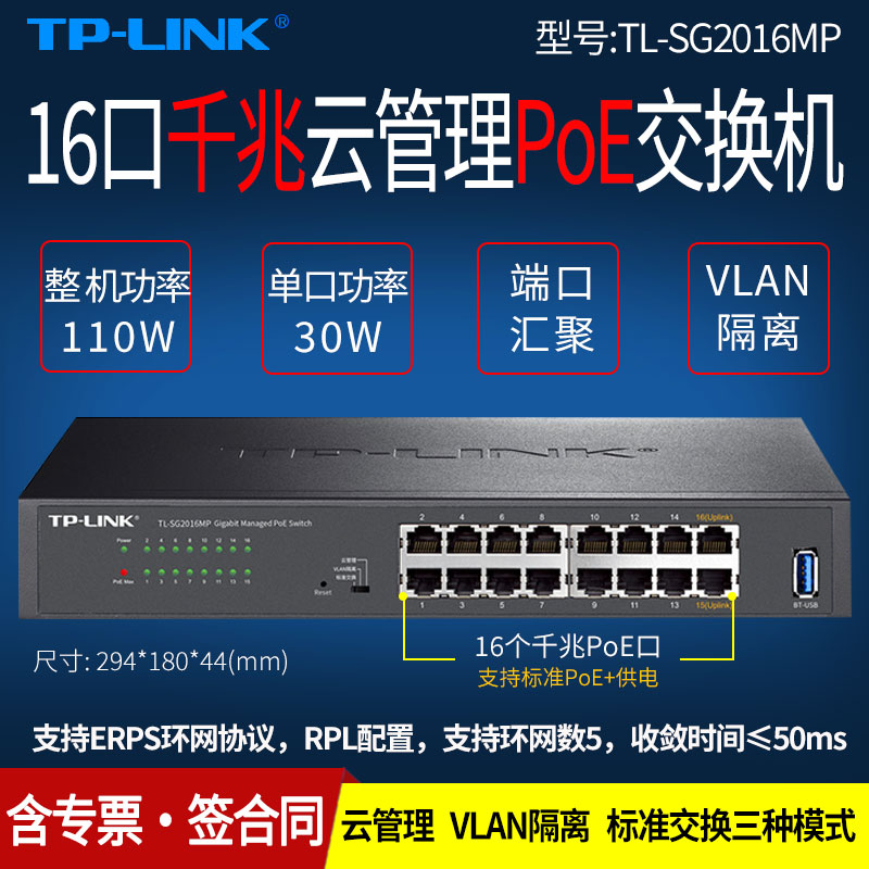 总功率110W 单口30W 云管理 ERPS环网
