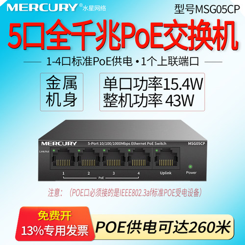 总功率43W  单口15.4W 兼容IEEE802.3af协议