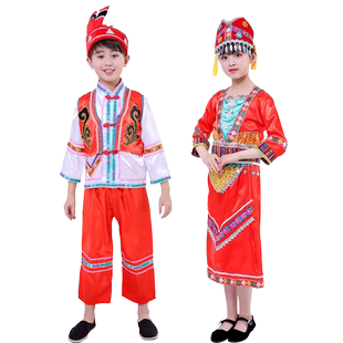儿童民族风表演服装高山族纳西基诺族德昂族仫佬族羌族侗族演出服
