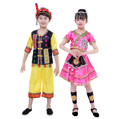 德昂族中小学生幼儿园舞蹈表演服