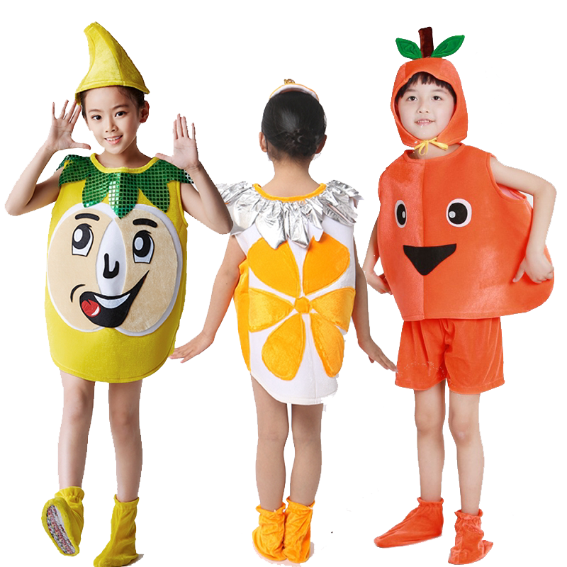 儿童水果蔬菜演出服环保橘子造型