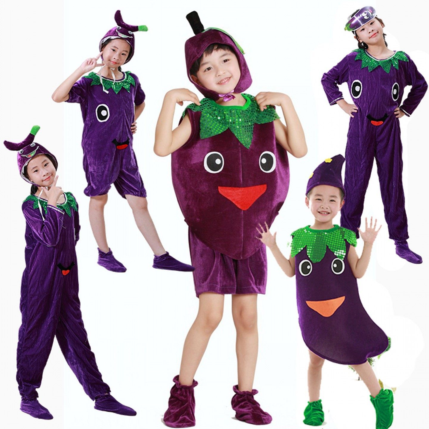 六一儿童卡通茄子舞蹈表演服装