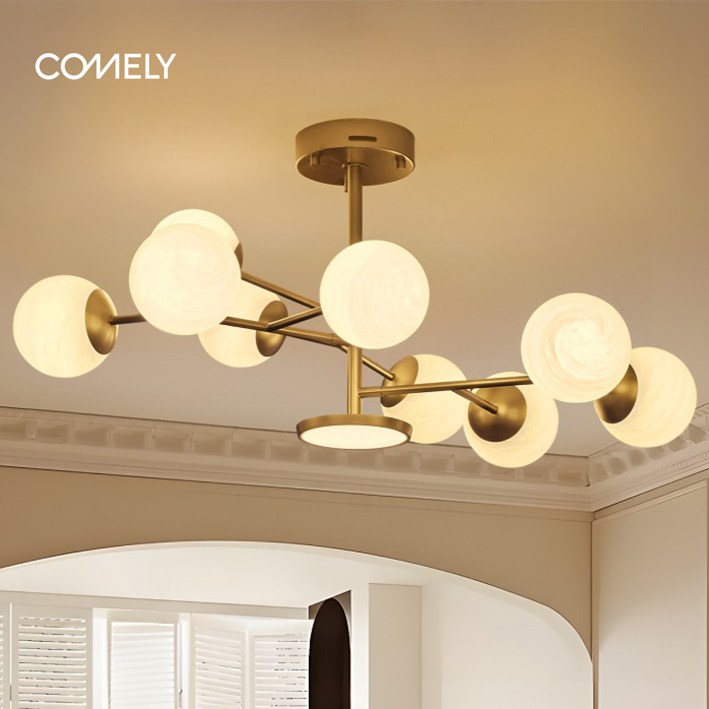 轻奢魔豆分子灯轻法式吸吊式客厅吊灯复古卧室灯奶油风餐厅圆桌灯,家装灯饰光源,客厅吊灯,淘宝优惠券,粉丝福利购,淘宝优惠卷