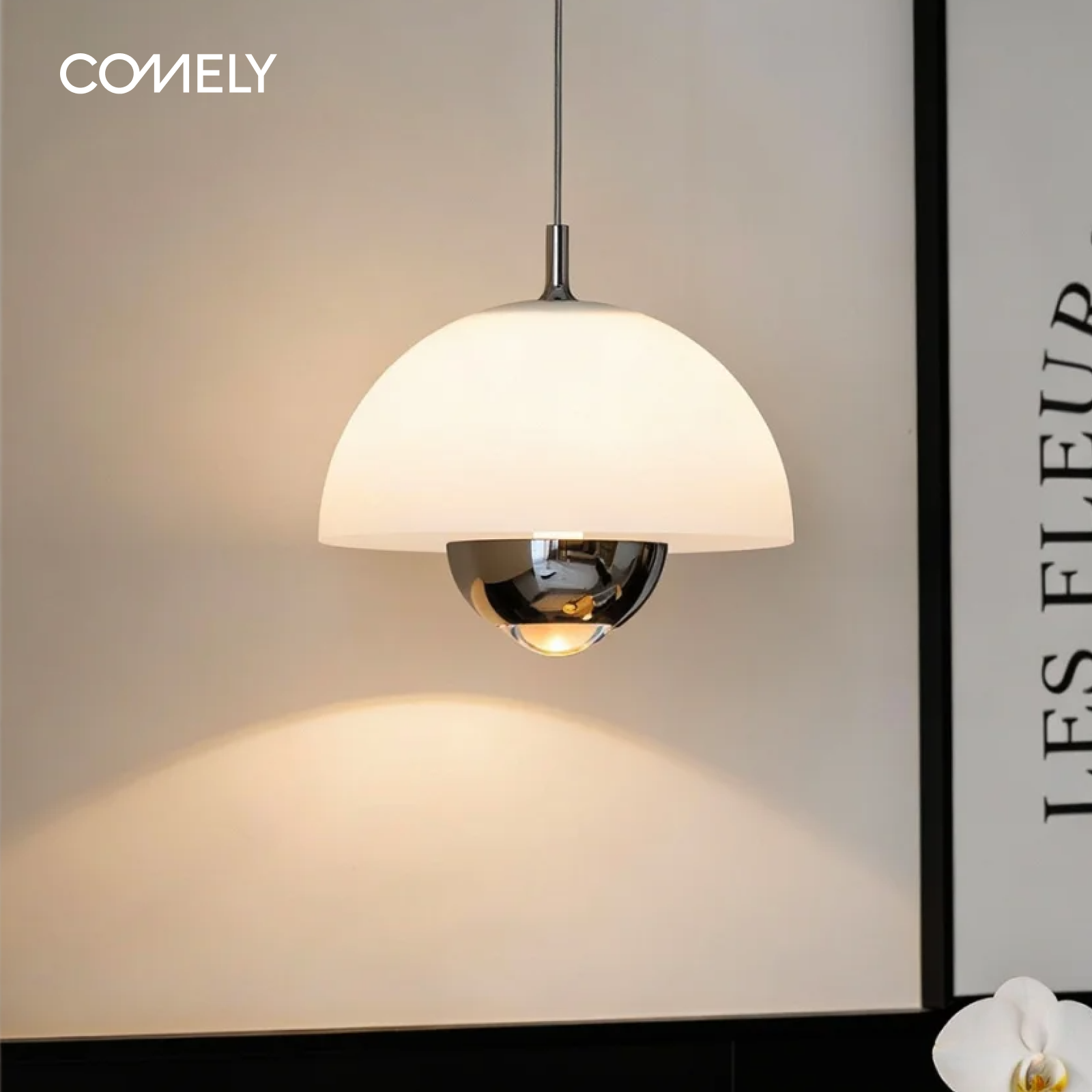 新特丽伴月花苞床头吊灯法式装饰小吊灯可伸缩升降吊线设计师创意