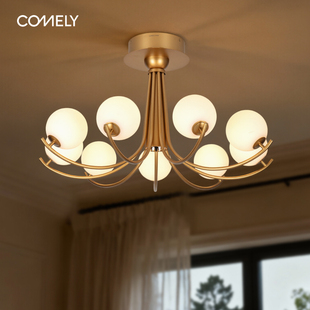 新特丽沙龙 魔豆复古大厅主灯高级感轻奢大气 中古风客厅吊灯法式