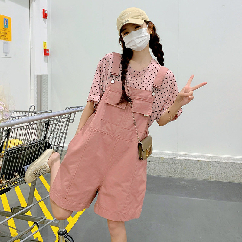 实拍粉色炸街洋气背带裤