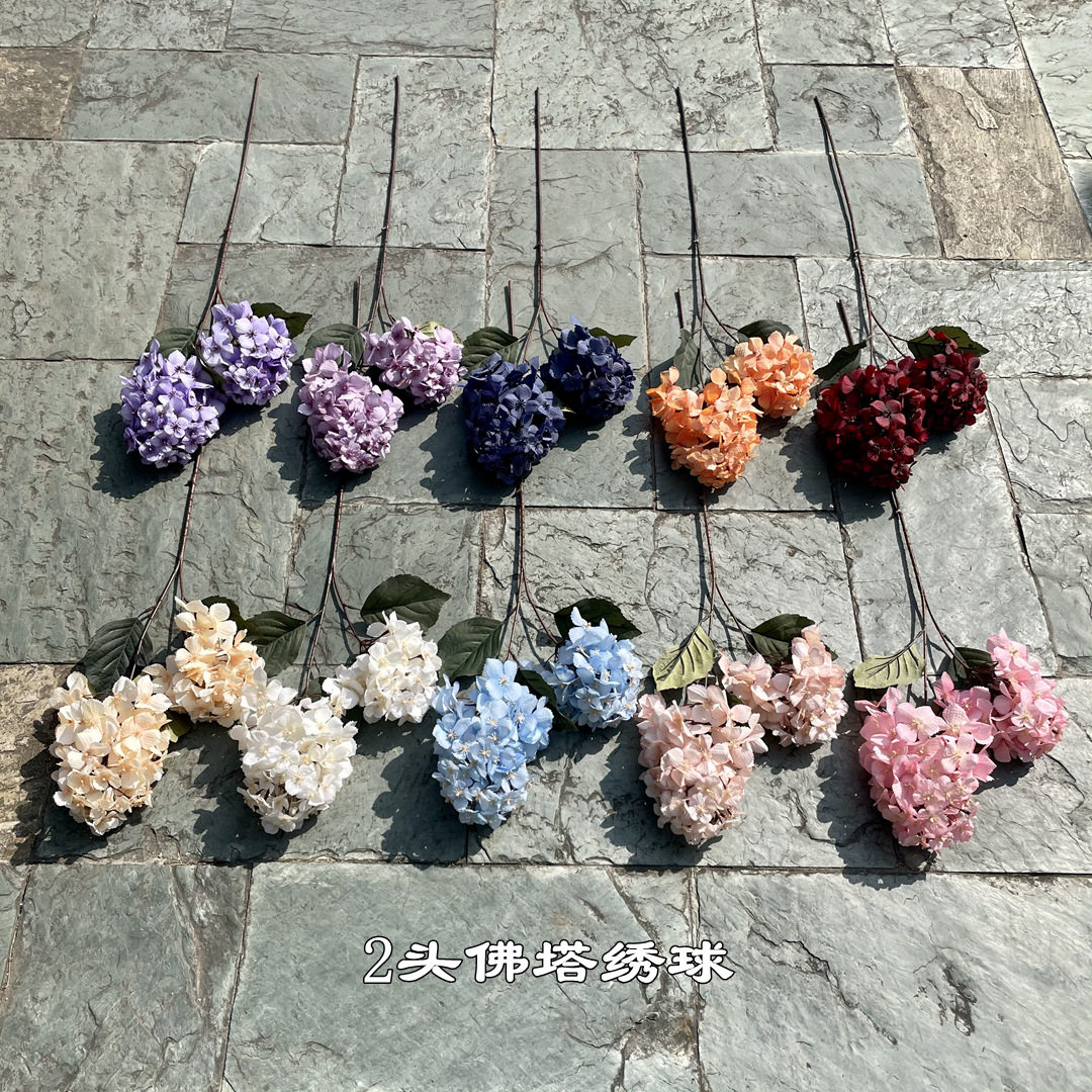 婚礼仿真花宝塔绣球 大2头佛塔绣球高枝木绣球婚庆路引插花仿真花