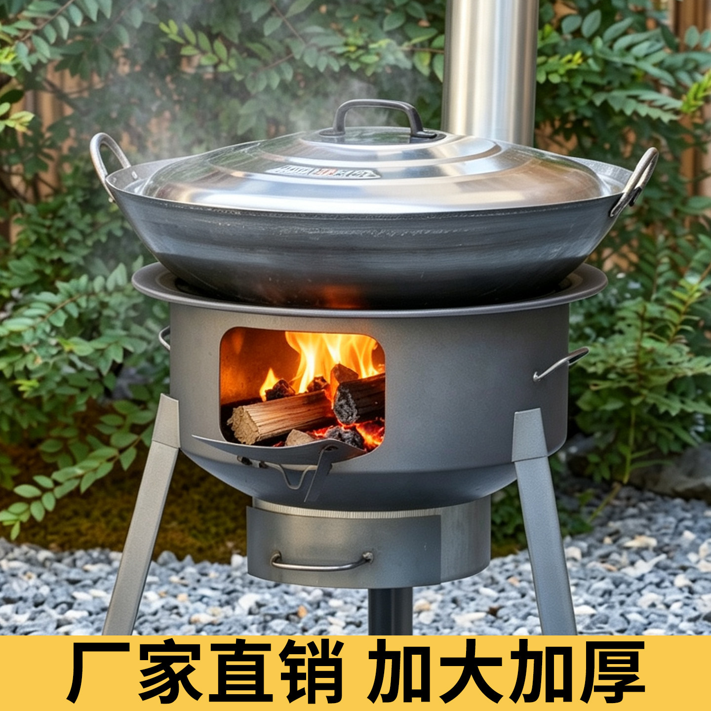 新款柴火灶家用农村柴火炉烧木柴移动灶大锅台户外野营炉具子地锅