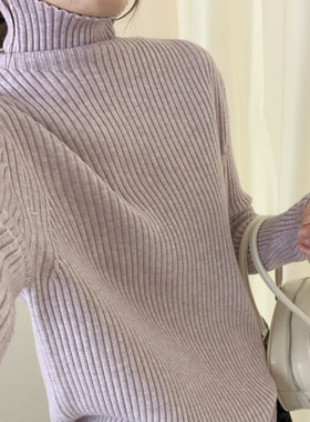 【加厚坑条堆堆领】2025秋冬加厚坑条堆堆领宽松毛衣女韩版打底衫