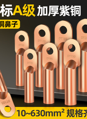 国标DT铜鼻子接线端子10/16/25/35/70/95/185平方电缆线鼻子接头