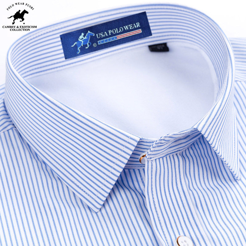 犸球保罗保暖衬衫男加绒加厚商务休闲蓝色条纹青中年男士宽松衬衣