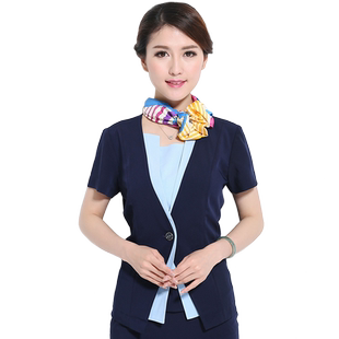 新款中国移动工作服女夏装短袖外套西装裙套装移动营业厅工作服夏