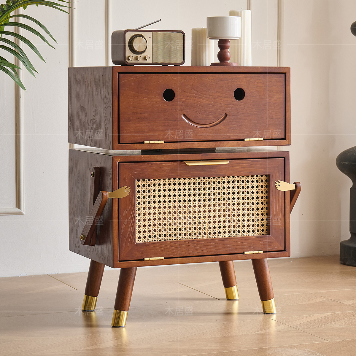 法式中古风网红机器人床头柜实木卧室客厅创意多功能可移动边柜,住宅家具,床头柜,淘宝优惠券,粉丝福利购,淘宝优惠卷