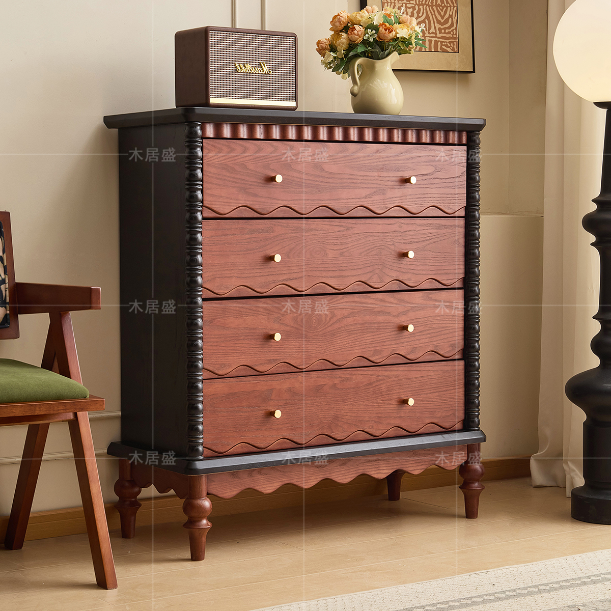 法式复古实木斗柜小户型