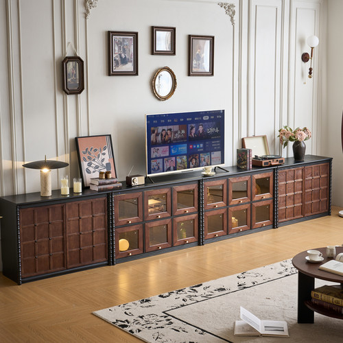 法式复古实木电视柜中古风落地柜