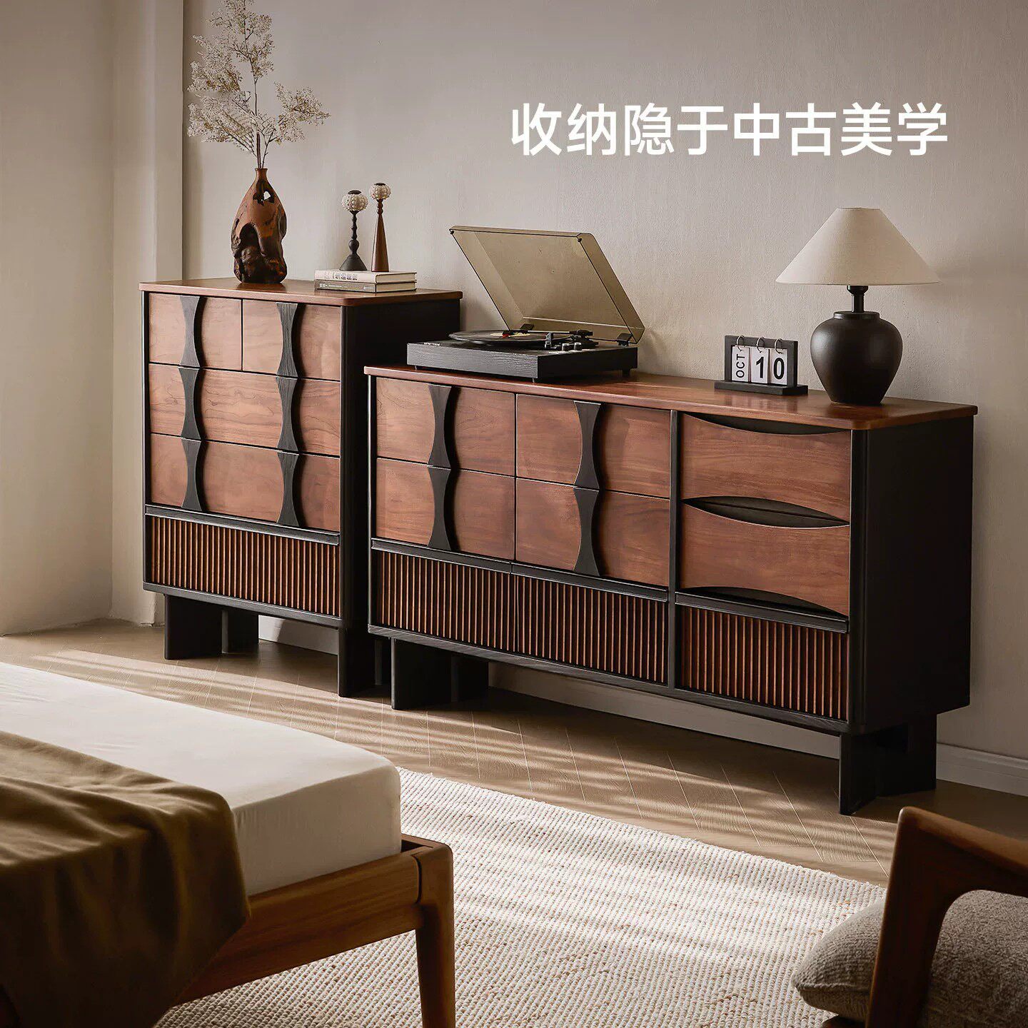 中古风卧室实木九斗柜客厅玄关柜
