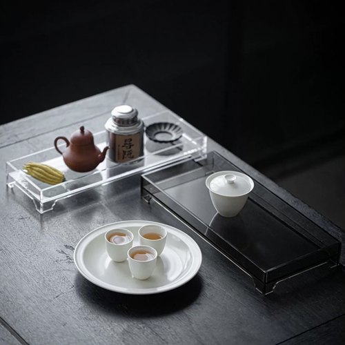 新中式透明亚克力壶承茶盘干泡台国风一人茶具茶几收纳托盘茶杯台