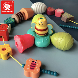 123岁宝宝益智启蒙 精细手部动作大颗粒串珠积木玩具岁穿绳线早教