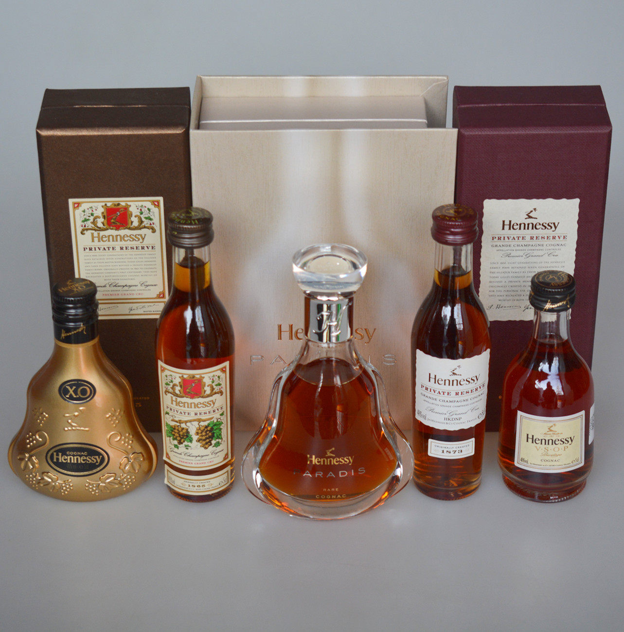 酒版收藏法hennessy轩尼诗系列干邑白兰地迷你小洋酒50ml*5瓶组合